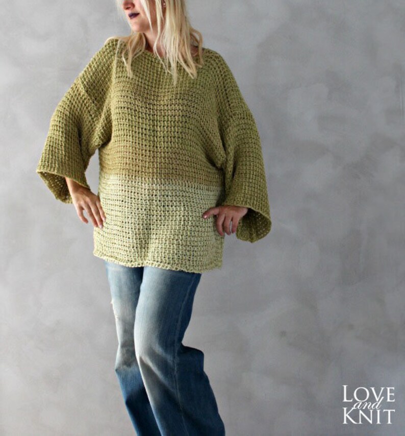 Cotton Sweater Plus Size Sweater Hand Knitted Olive Green Etsy