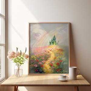 Whimsical Wicked Wizard of Oz Impressionistic Oil Painting Art Print︳Over the Rainbow︳Minimalistic Home Wall Decor Nursery︳DIGITAL DOWNLOAD