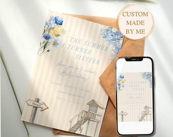 Personalized The Summer I Turned Pretty Party Digital Printable Invite︳Summer Birthday Watch Party Invitation︳East Coast Cousins Beach TSITP