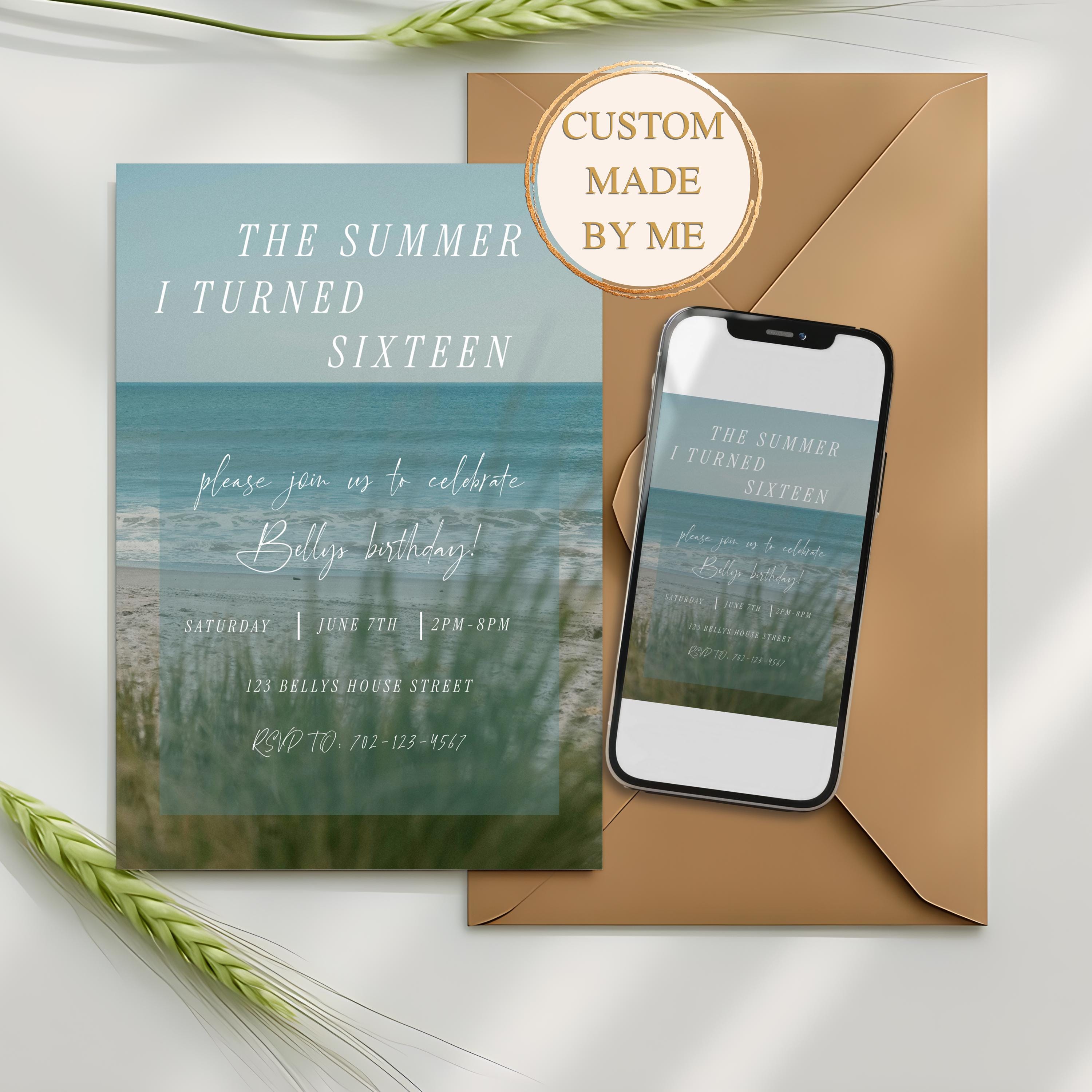 Personalized The Summer I Turned Pretty Party Digital Printable Invite︳Summer Birthday Watch Party Invitation︳Coastal Beachy Theme Teen Girl