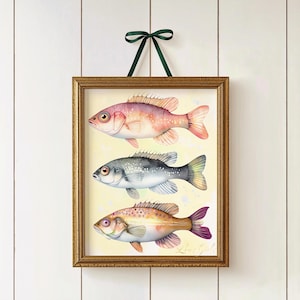 Watercolor Sardine Fish Printable Art︳Coastal Grandma︳Fisherman Coquette︳Nancy Meyers︳Cottagecore︳Old Money Aesthetic︳DIGITAL DOWNLOAD