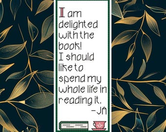 Kreuzstich Lesezeichen Muster Austen Delighted Printable PDF