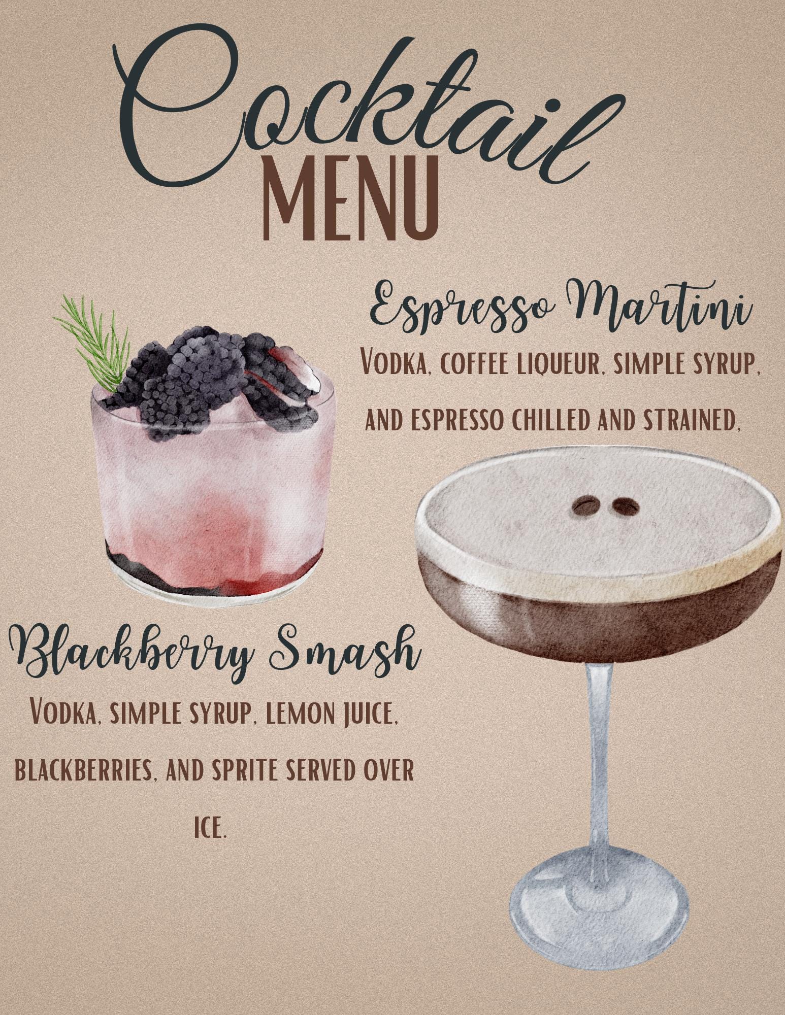 Babyshower cocktail menu - Etsy México, image size:1546x2000