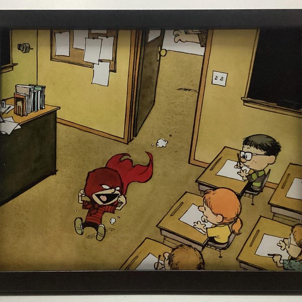 Calvin y Hobbes, estupendo cuadro de 8x10 pulgadas enmarcado