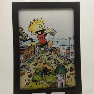 Calvin and Hobbes 7x10” framed