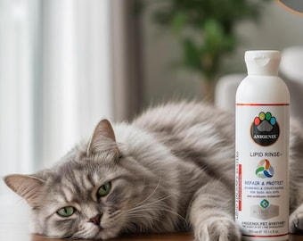 Lipid Rinse Cat Shampoo & Conditioner, PH Balanced Restorative Hypoallergenic Formula For Pet Coat