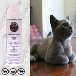 Crystal Rinse Nourishing and Regenerating Cat Shampoo & Conditioner, Natural Cat Shampoo, Natural Pet Shampoo, Cat Conditioner, Pet Grooming