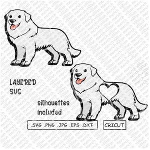 Grandes Pyrénées Svg chien Commercial heureux maman des Pyrénées silhouette vinyle dxf PNG EPS Clipart vecteur canin Cricut coupe fichier