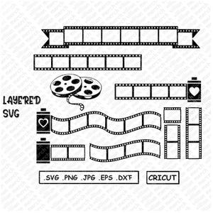 Movie Film Strip svg Bundle, Film Strip Clipart, Film Strip Cricut, Camera Reel Ticket, Negative Film Strips Bundle svg, cricut