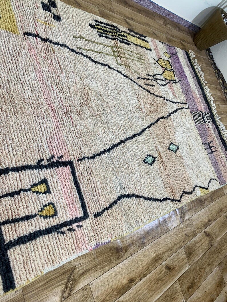 Abstract Rug in Earthy Tones: Handmade Natural Wool Carpet, Terracotta Red Boho Decor, Custom Modern Wall Tapestry
