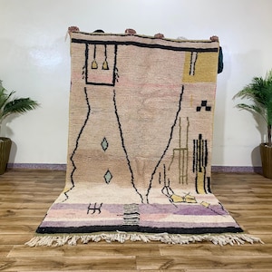 Abstract Rug in Earthy Tones: Handmade Natural Wool Carpet, Terracotta Red Boho Decor, Custom Modern Wall Tapestry
