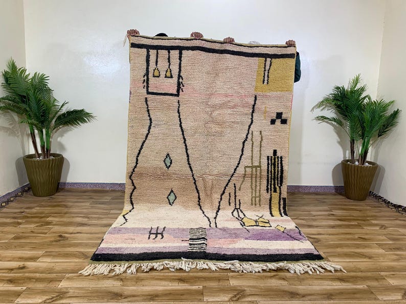 Abstract Rug in Earthy Tones: Handmade Natural Wool Carpet, Terracotta Red Boho Decor, Custom Modern Wall Tapestry