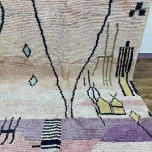 Abstract Rug in Earthy Tones: Handmade Natural Wool Carpet, Terracotta Red Boho Decor, Custom Modern Wall Tapestry