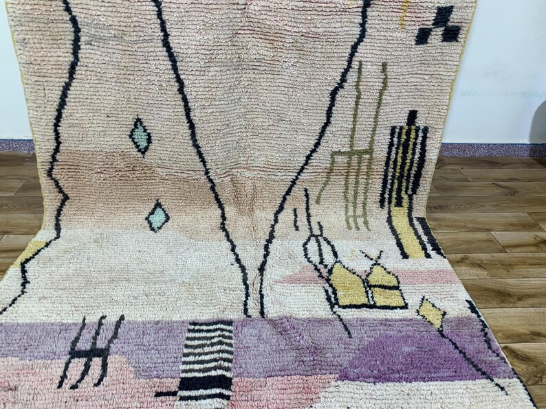Abstract Rug in Earthy Tones: Handmade Natural Wool Carpet, Terracotta Red Boho Decor, Custom Modern Wall Tapestry