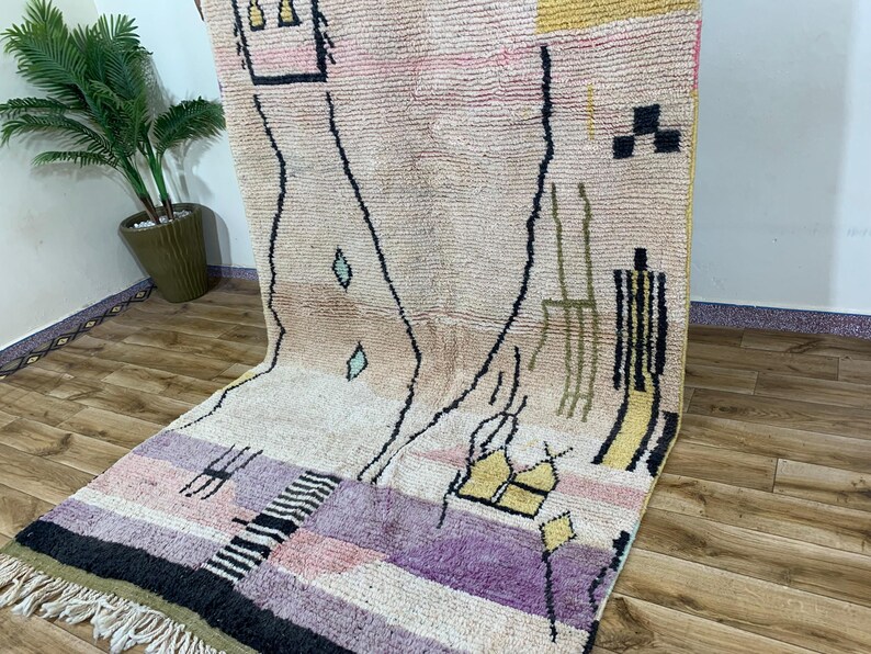 Abstract Rug in Earthy Tones: Handmade Natural Wool Carpet, Terracotta Red Boho Decor, Custom Modern Wall Tapestry