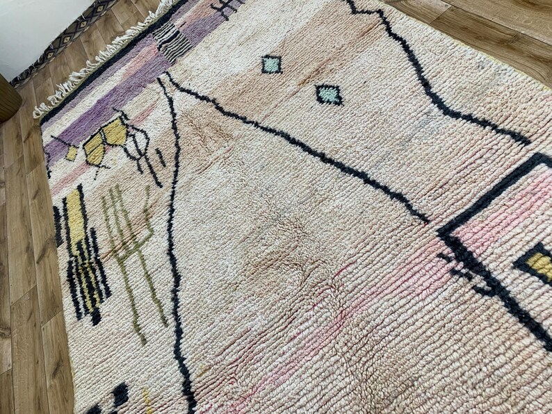 Abstract Rug in Earthy Tones: Handmade Natural Wool Carpet, Terracotta Red Boho Decor, Custom Modern Wall Tapestry