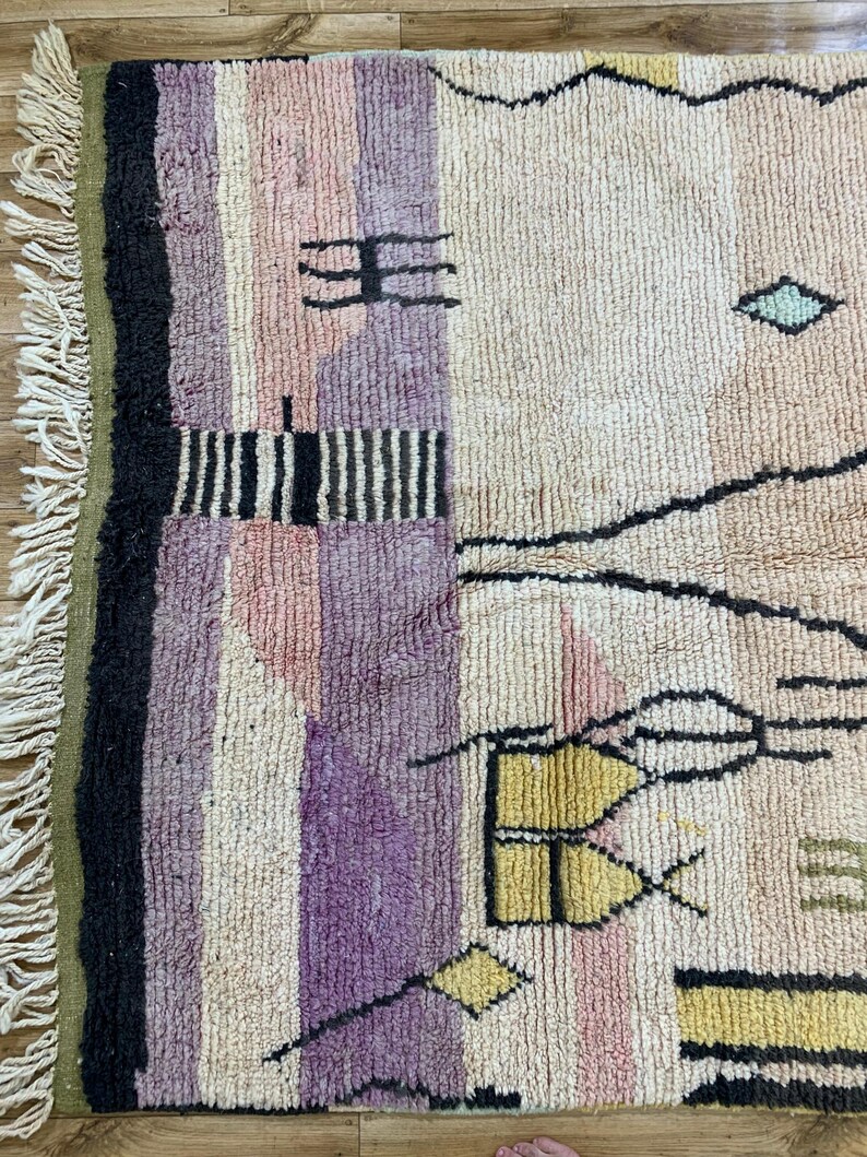 Abstract Rug in Earthy Tones: Handmade Natural Wool Carpet, Terracotta Red Boho Decor, Custom Modern Wall Tapestry