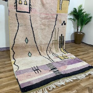 Abstract Rug in Earthy Tones: Handmade Natural Wool Carpet, Terracotta Red Boho Decor, Custom Modern Wall Tapestry