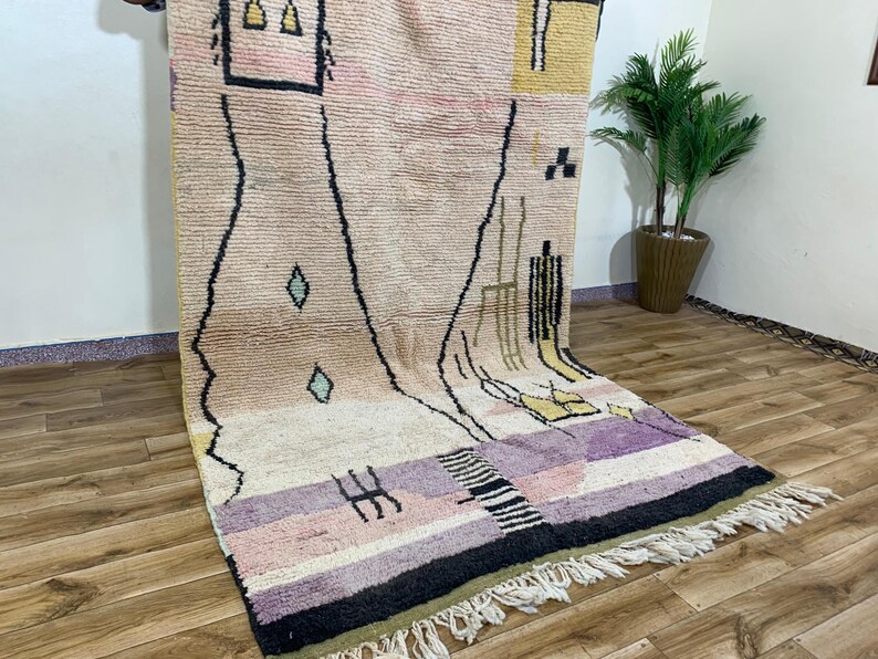 Abstract Rug in Earthy Tones: Handmade Natural Wool Carpet, Terracotta Red Boho Decor, Custom Modern Wall Tapestry