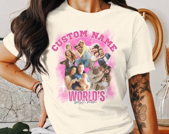 Custom Name Family Photo Collage T-Shirt, Mother's Day Gift