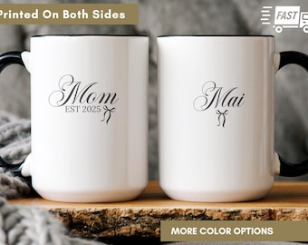 New Mom Mug Personalized, Custom Name Coffee Cups, Gift For Mom Baby Shower