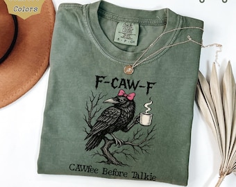 Funny Crow Coffee Comfort Colors Shirt, Gothic Raven Tee