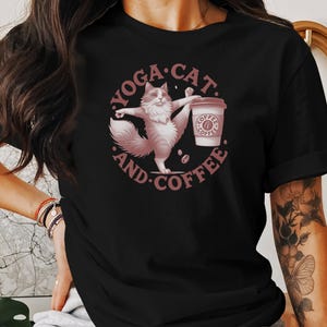 Yoga Cat Coffee T-Shirt: Funny Cat Lover Tee