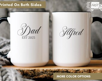 New Dad Mug Personalized, Custom Name Coffee Cups, Gift For Dad Baby Shower