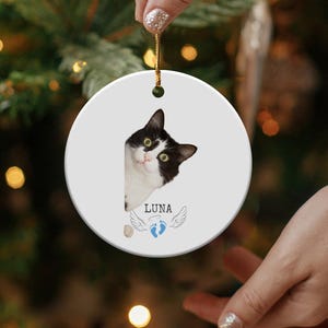 Personalized Cat Photo Ornament: Custom Pet Memorial Keepsake