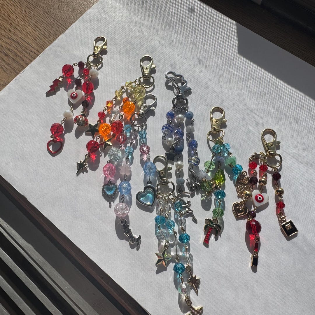 Dangle Chain Keychain Beaded Dangle Keychains - Etsy