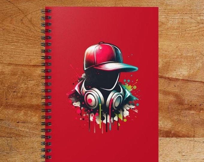 DJ "Urban Vibes" Spray Paint Art Spiral Notebook - Ruled Line, Music Lovers Gift, Graffiti Artist Sketchbook, Hip Hop Notepad