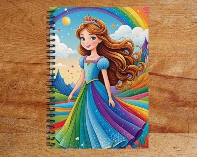 Princess-Themed Spiral Notebook - Ruled Lines, Ideal for Kids, Back to School, Journal, Gift for Girls, Study Companion
