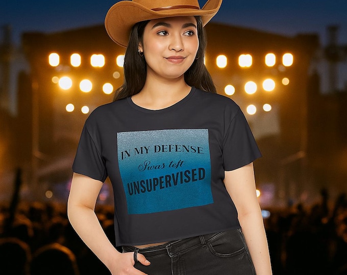Unsupervised Women's Festival Crop Top - Festival Tee, Music Shirt, Summer Attire, Funny Graphic Top, Casual Party Shirt