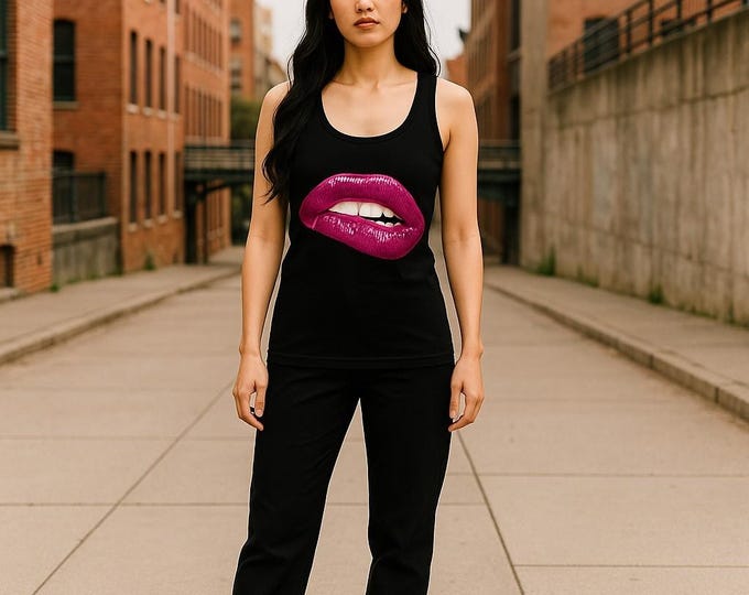 Glitter Lips Stylish Women's Tank Top  | Casual Wear, Summer Outfit, Day Party, Festival Top