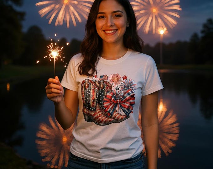 Red White and Boots Scootin Boogie Women's Crewneck T-Shirt - Fun & Stylish Tee