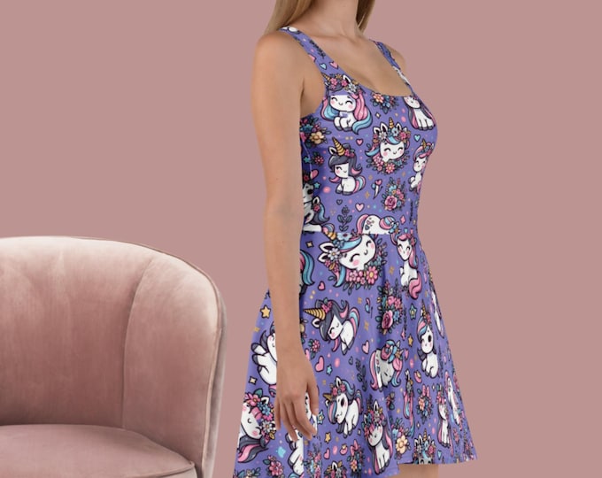 Skater Dress Unicorn Full Lavender