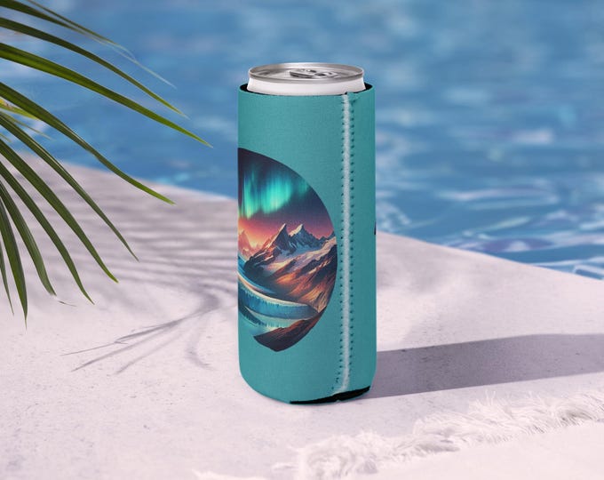 Northern Lights Mountain River Koozie
