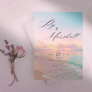 Sunset Beach Wedding Invitation - Etsy Ireland