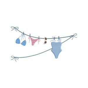 Bikini Embroidery Design, Summer Embroidery File, Beach File, Download 4 Sizes