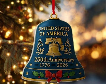 Adorno del 250.º aniversario de EE. UU., recuerdo de la Campana de la Libertad (1776-2026), decoración navideña del semiquincenario de los 250 años de Estados Unidos, regalo histórico