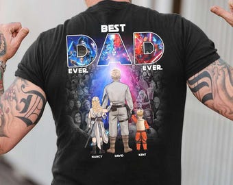 Personalized Best Dad Ever Sci Fi Shirt, Custom Kids Names Galaxy Tee, Fathers Day Gift For Dad, Epic Space Movie Papa Gift