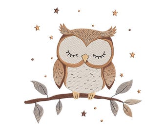 Diseño de búho, archivo de bordado de búho, archivo de animal lindo, descarga instantánea, incluye 4 tamaños