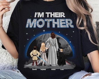 Camiseta personalizada "Soy su madre" (Mamalorian), camiseta personalizada con el nombre de los niños para mamá, regalo para el Día de la Madre, camiseta de "Supermamá", regalo para mamá, abuela.