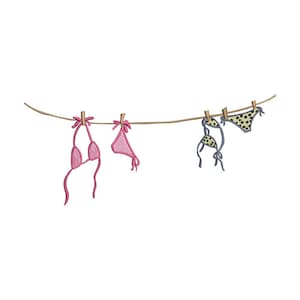 Bikini Embroidery Design, Summer Embroidery File, Beach File, Download 4 Sizes