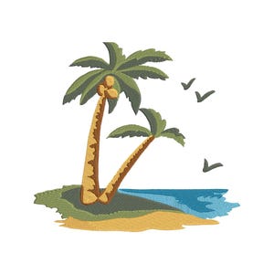 Palm Tree Embroidery Design, Holiday Embroidery Design, Coconut Tree File, Machine Embroidery Design, Instant Download, Includes 4 Sizes