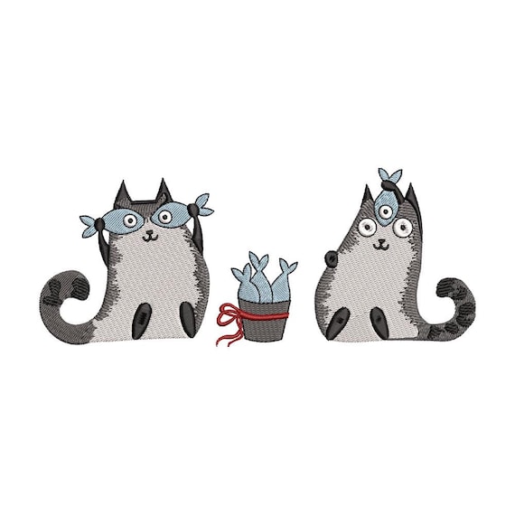 Funny Cat Design, Cat Embroidery File, Pet Design, Funny Animal File, Instant Download, Includes 4 Sizes