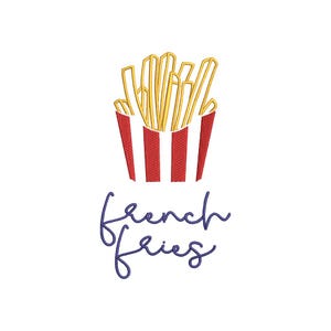 French Fries Design, Potato Embroidery File, Fast Food Design, Instant Download, Includes 4 Sizes