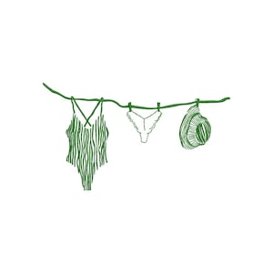 Holiday Vibes, Bikini Embroidery Design, Summer Embroidery File, Beach File, Download 4 Sizes