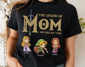 Camiseta personalizada "La leyenda de mamá - Hijos de lo salvaje", camiseta personalizada con el nombre de los niños para mamá, regalo para el Día de la Madre, camiseta para mamá gamer, regalo para mamá