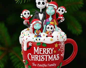 Regalos personalizados para la familia, adorno familiar espeluznante, adorno familiar fantasma, regalo con nombre familiar, adorno espeluznante personalizado, Navidad familiar